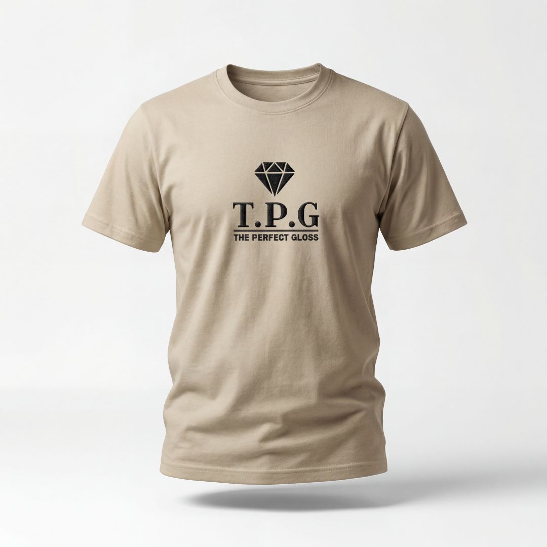 Beige T-shirt | Svart brodyr